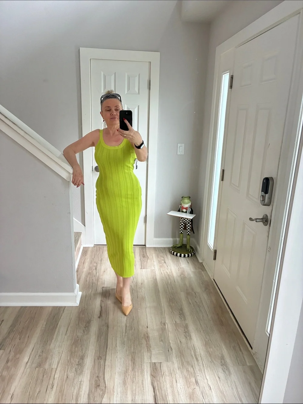 Fleur du Mal Neon Lime Ribbed Tank Midi Dress - Picture 1 of 9